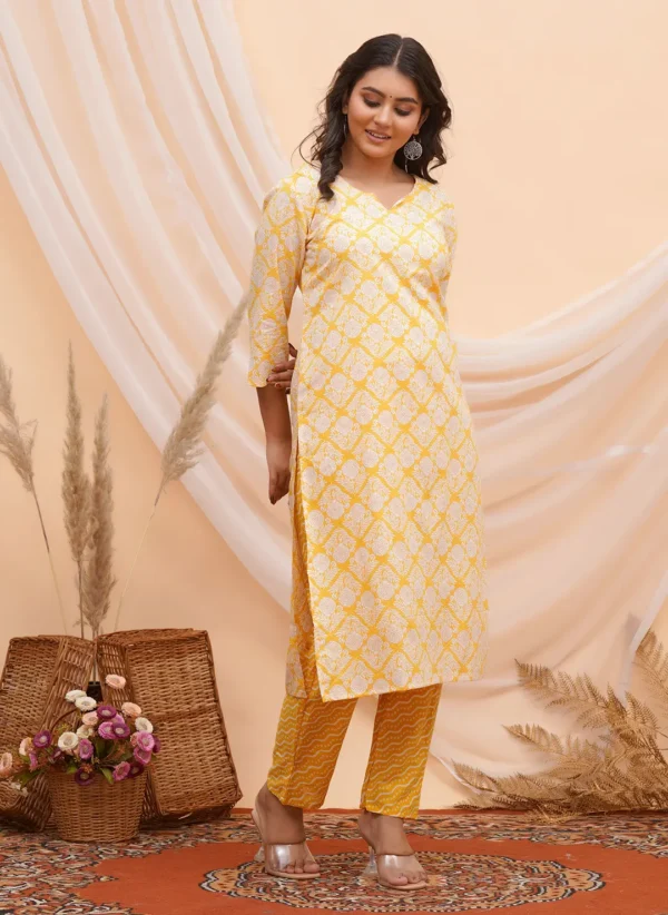 White Floral Motifs Cotton Two Piece - Image 2