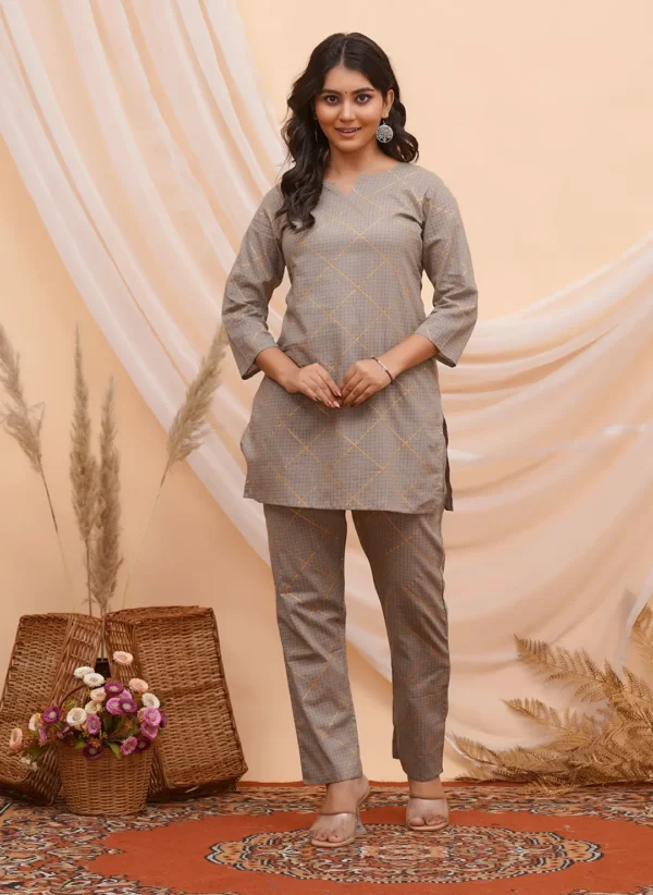 Diagonal Windowpane Check Print Co-ord Set