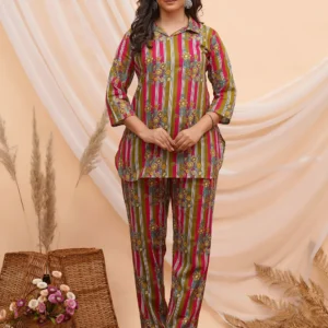 Floral Baroque Stripe Pattern Co-ord Set