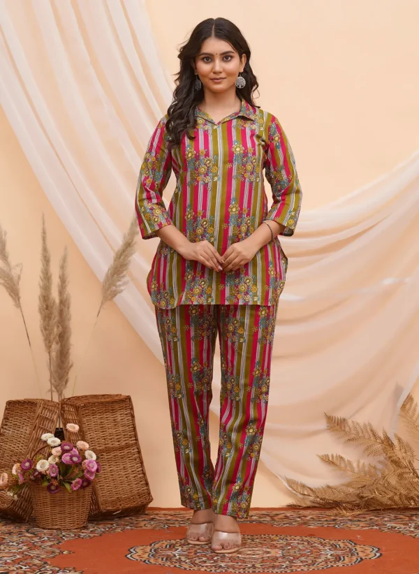 Floral Baroque Stripe Pattern Co-ord Set