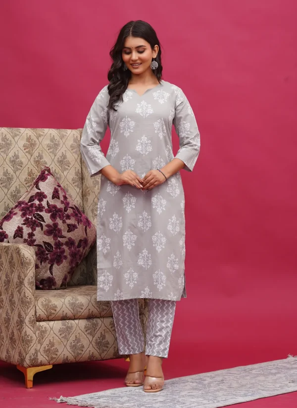 Soft Lavender Grey Tones Cotton Two Piece