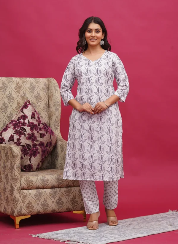 Muted Lavender Violet Cotton Two Piece - Image 2