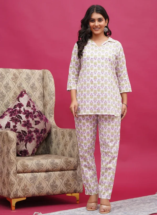 Lavender Floral Boota Print Co-ord Set